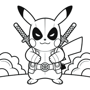 Desenho do Pikachu Deadpool para Colorir