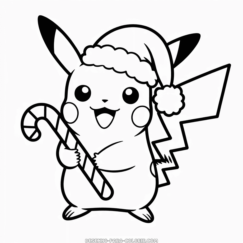 Desenho do Pikachu Natalino para Colorir