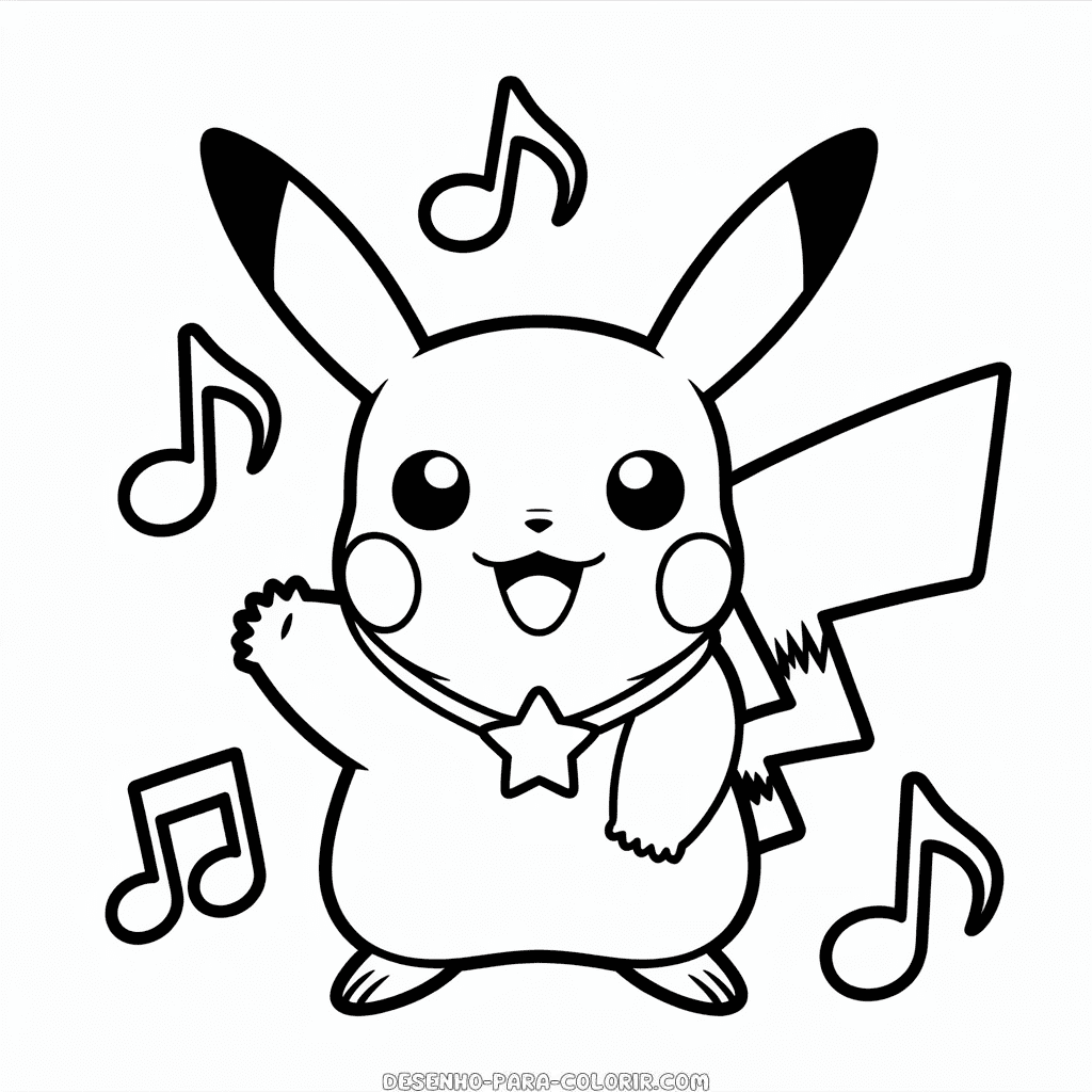 Desenho do Pikachu Pop Star para Colorir