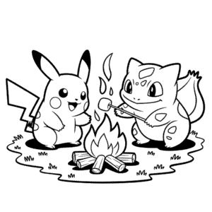 Desenho do Pokémon Pikachu e Amigos para Colorir