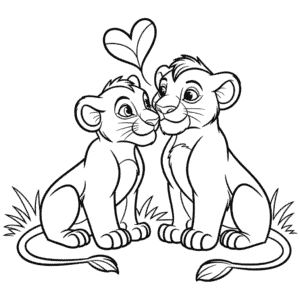 Desenho do Simba e Nala para Colorir