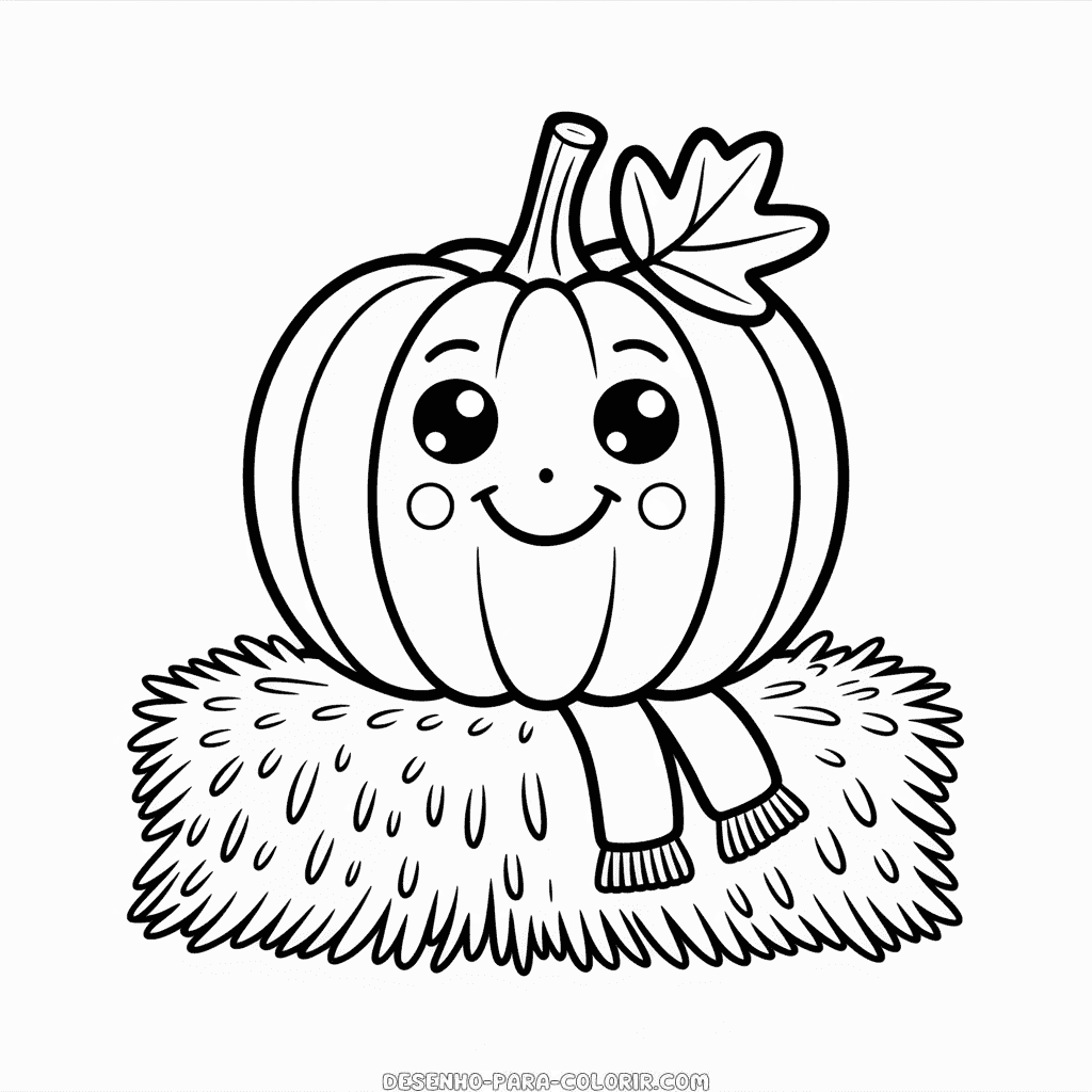 Desenho do Simpático Abóbora de Outono para Colorir