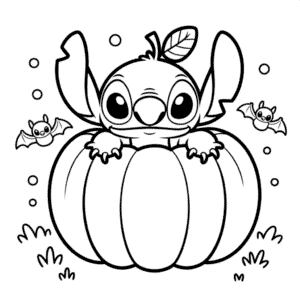 Desenho do Stitch na Abóbora para Colorir