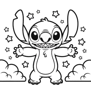 Desenho do Stitch Preto e Branco para Colorir
