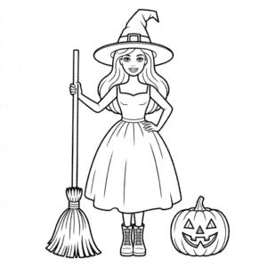 Desenho da Barbie Halloween para Colorir