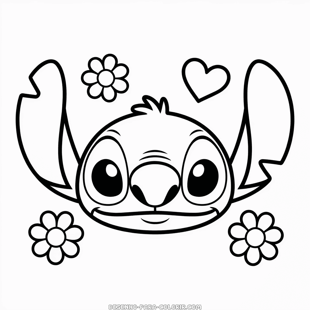 Desenho da Cabeça do Stitch para Colorir