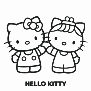 Desenho da Hello Kitty e da Mamãe para Colorir