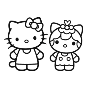 Desenho da Hello Kitty e do Melhor Amigo para Colorir