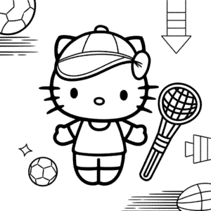 Desenho da Hello Kitty e Esportes para Colorir