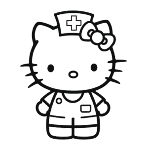 Desenho da Hello Kitty Enfermeira para Colorir