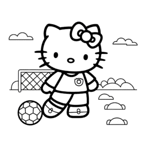 Desenho da Hello Kitty Jogadora de Futebol para Colorir