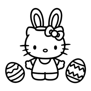 Desenho da Hello Kitty na Páscoa para Colorir