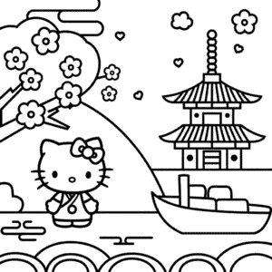 Desenho da Hello Kitty no Japão para Colorir