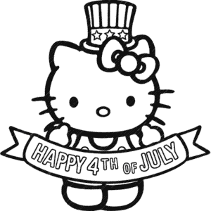 Desenho da Hello Kitty no Quatro de Julho para Colorir
