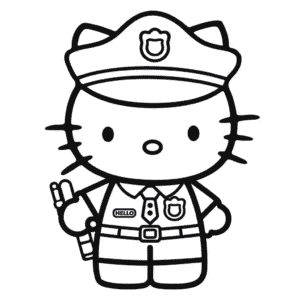 Desenho da Hello Kitty Policial para Colorir