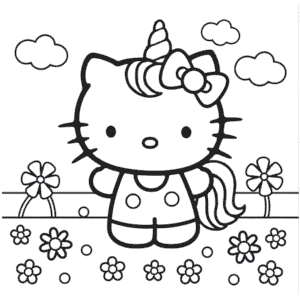 Desenho da Hello Kitty Unicórnio para Colorir