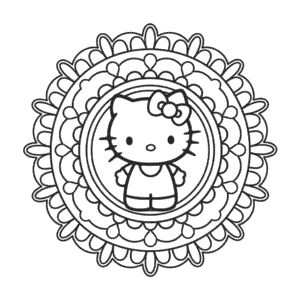 Desenho da Mandala da Hello Kitty para Colorir