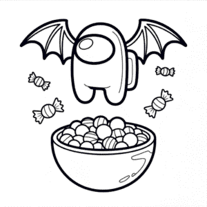 Desenho do Among Us Halloween para Colorir