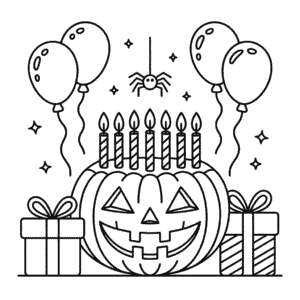 Desenho do Aniversário de Halloween para Colorir