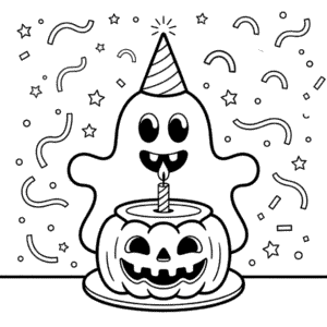 Desenho do Aniversário Feliz de Halloween para Colorir