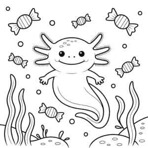 Desenho do Axolotl de Halloween para Colorir