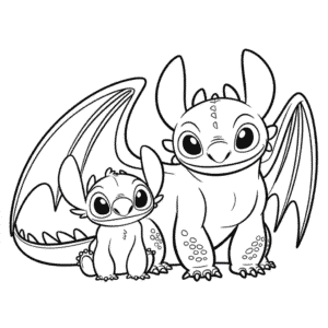 Desenho do Banguela e Stitch para Colorir