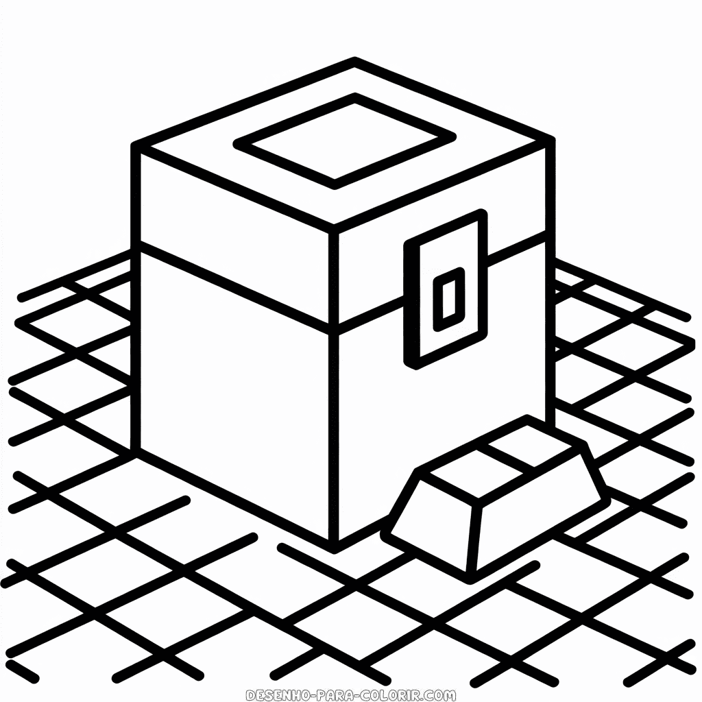 Desenho do Baú do Minecraft para Colorir