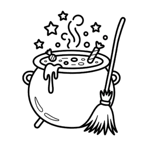 Desenho do Caldeirão de Halloween para Colorir