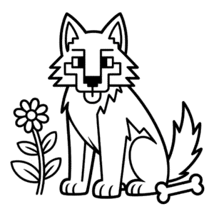 Desenho do Cão do Minecraft para Colorir