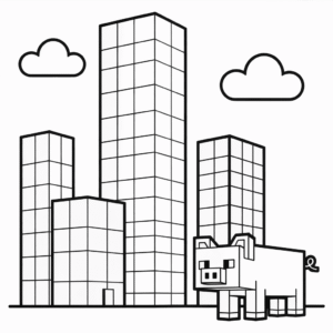Desenho do Cidade Minecraft para Colorir