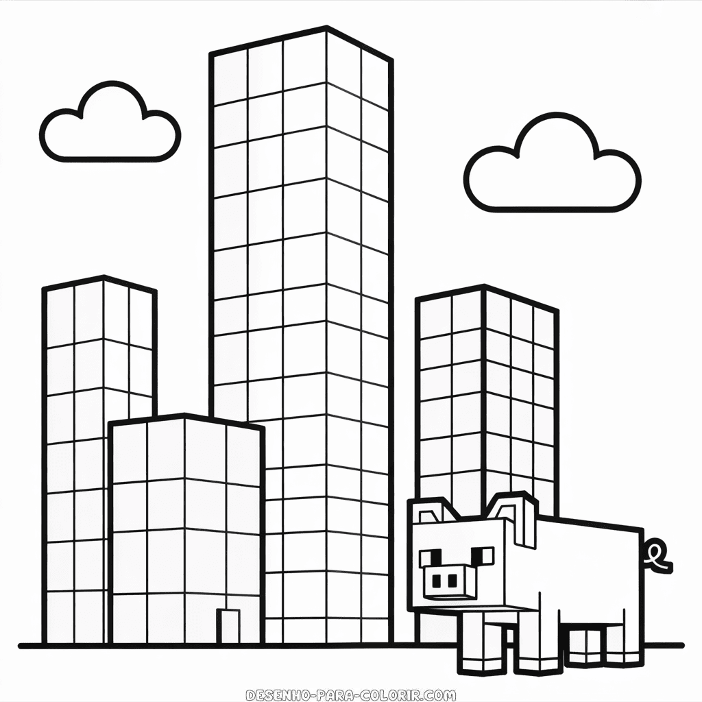 Desenho do Cidade Minecraft para Colorir