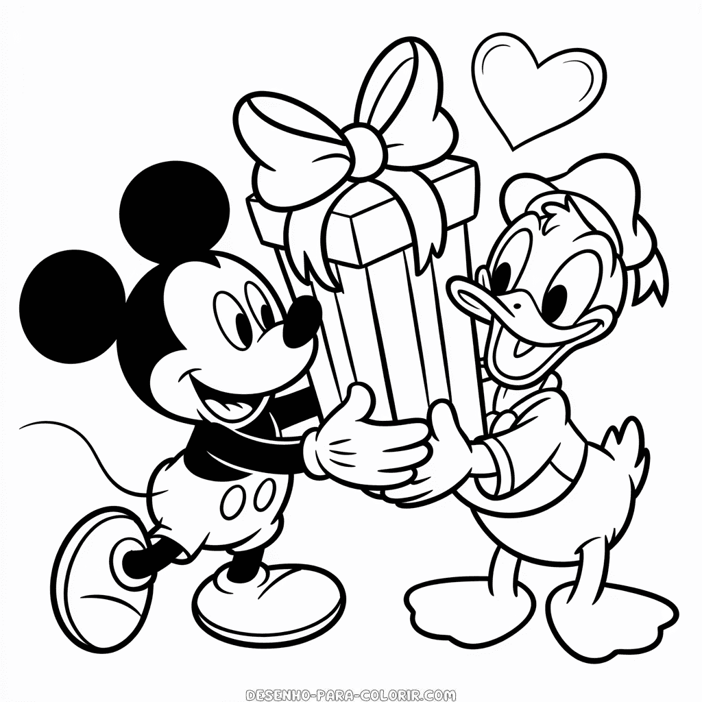 Desenho do Donald e Mickey para Colorir
