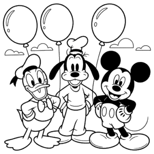 Desenho do Donald, Pateta e Mickey para Colorir