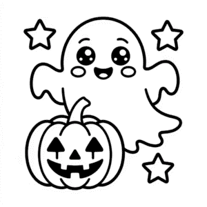 Desenho do Fantasma Fofo do Halloween para Colorir