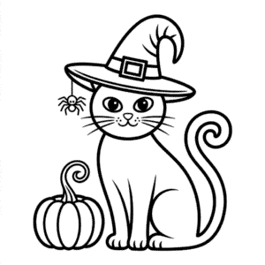Desenho do Gato do Halloween para Colorir