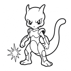 Desenho do MewTwo Armadurado para Colorir