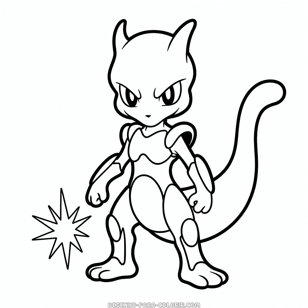 Desenho do MewTwo Armadurado para Colorir