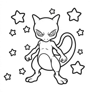 Desenho do Mewtwo das Trevas para Colorir