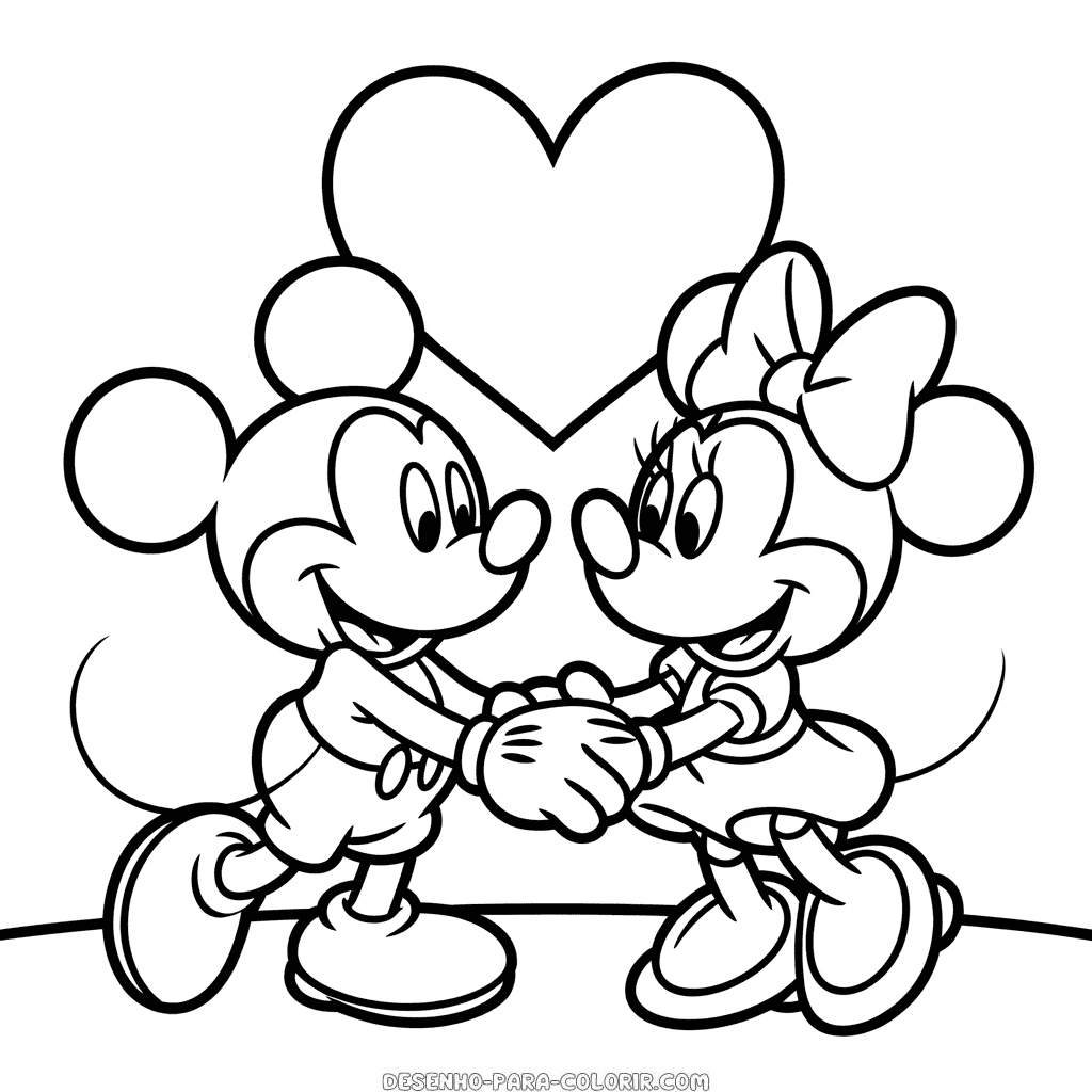 Desenho do Mickey e Minnie Fofinhos para Colorir