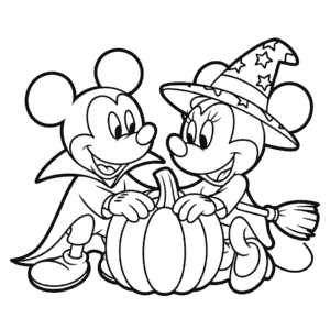 Desenho do Mickey e Minnie Halloween para Colorir