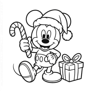 Desenho do Mickey Mouse Fofo de Natal para Colorir