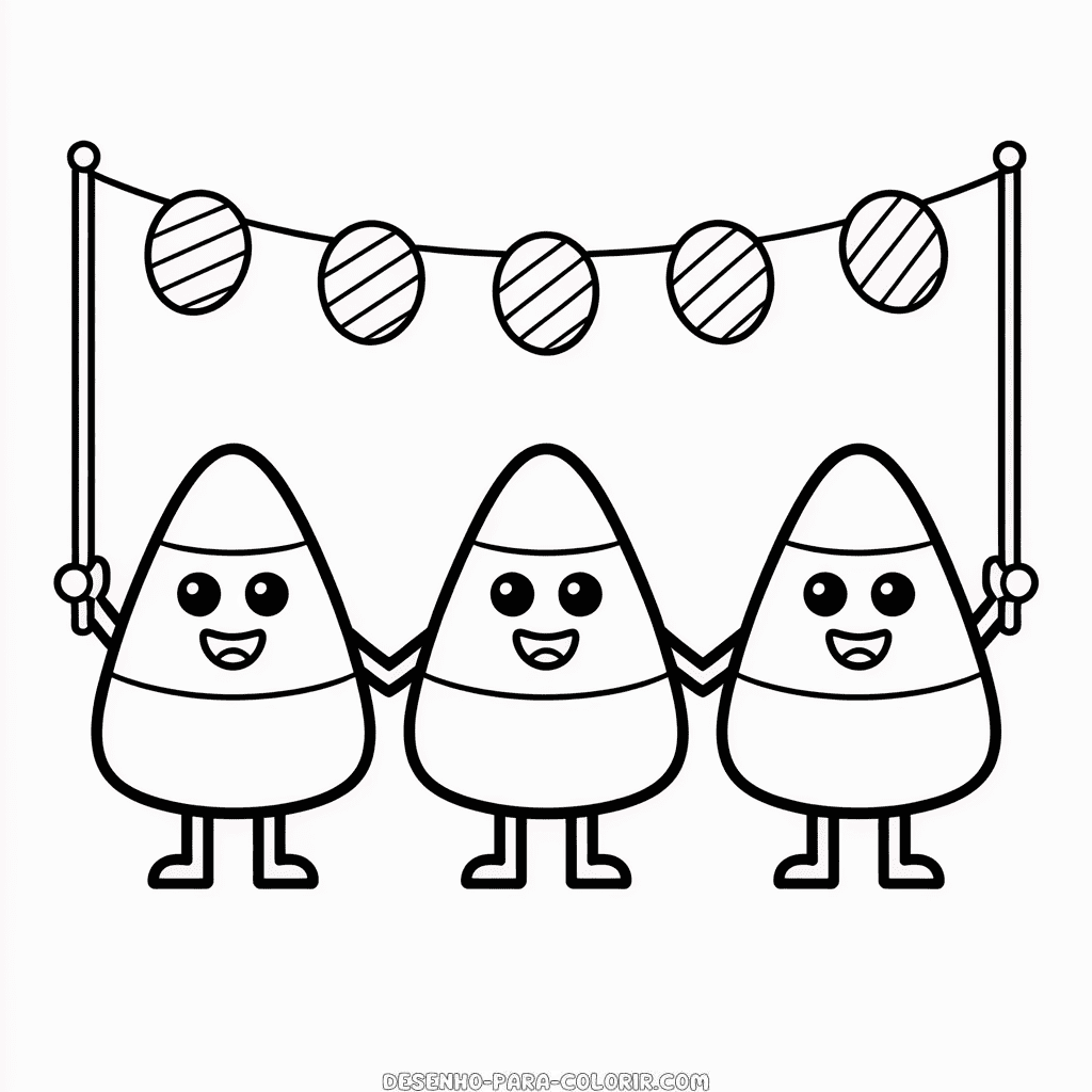 Desenho do Milho de Doces do Halloween para Colorir