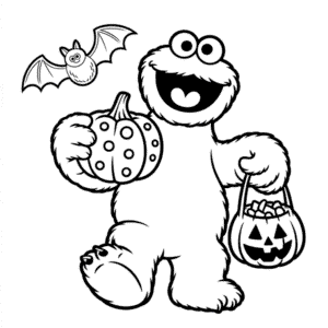 Desenho do Monstro do Biscoito de Halloween para Colorir