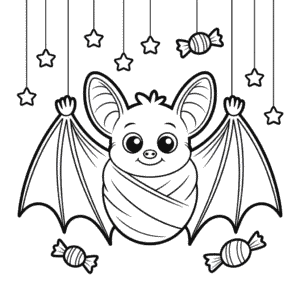 Desenho do Morcego Fofo de Halloween para Colorir