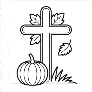 Desenho do Outono Cristão para Colorir