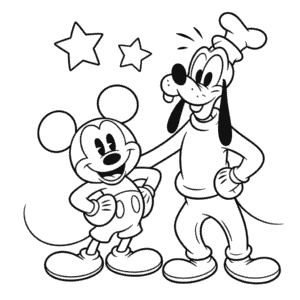 Desenho do Pateta e Mickey Mouse para Colorir