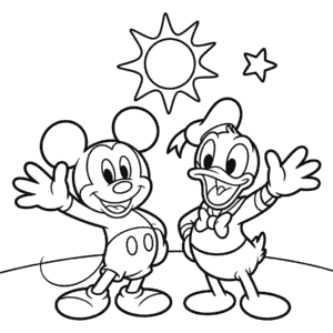 Desenho do Pato Donald e Mickey Mouse para Colorir