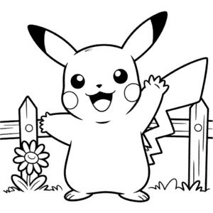 Desenho do Pikachu Acenando para Colorir