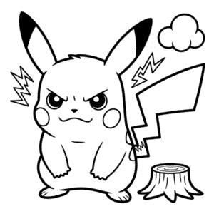 Desenho do Pikachu Bravo para Colorir