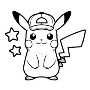 Desenho do Pikachu com Chapéu para Colorir
